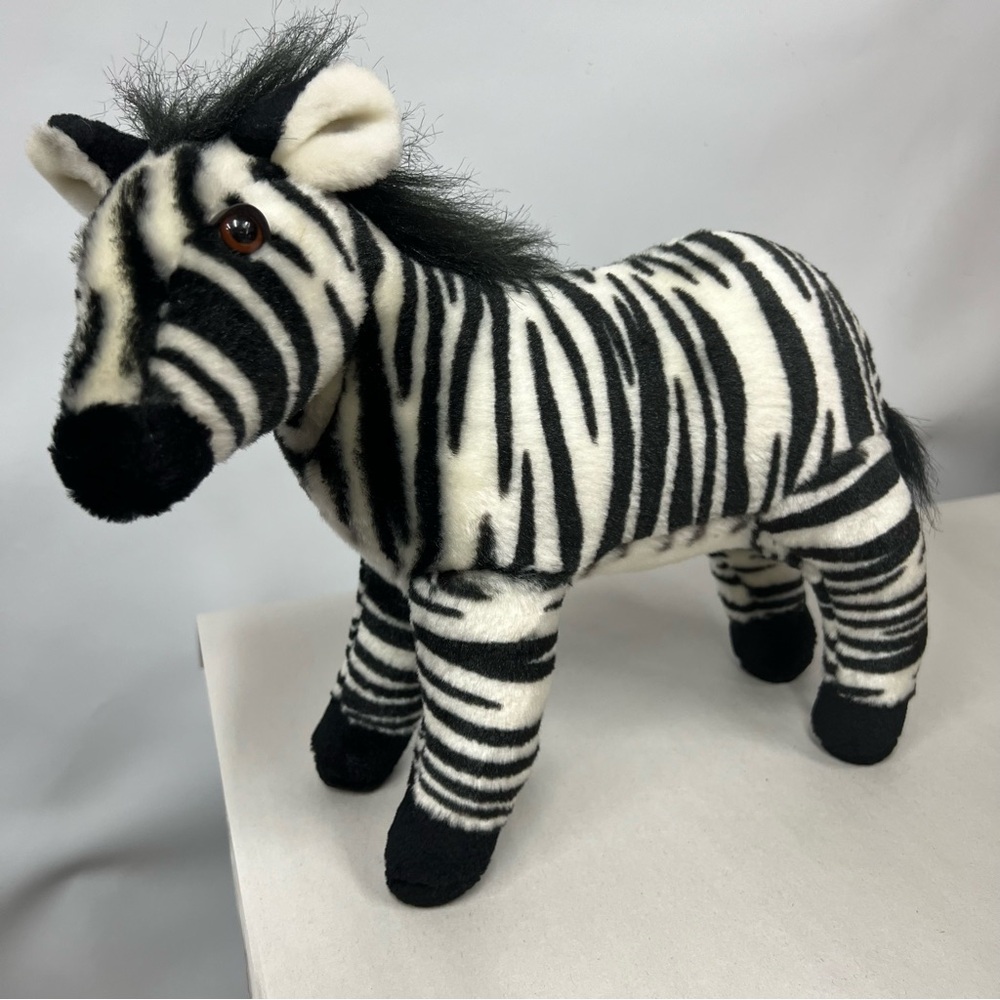 Vintage Plush Zebra Toy Black and White stuffed animal